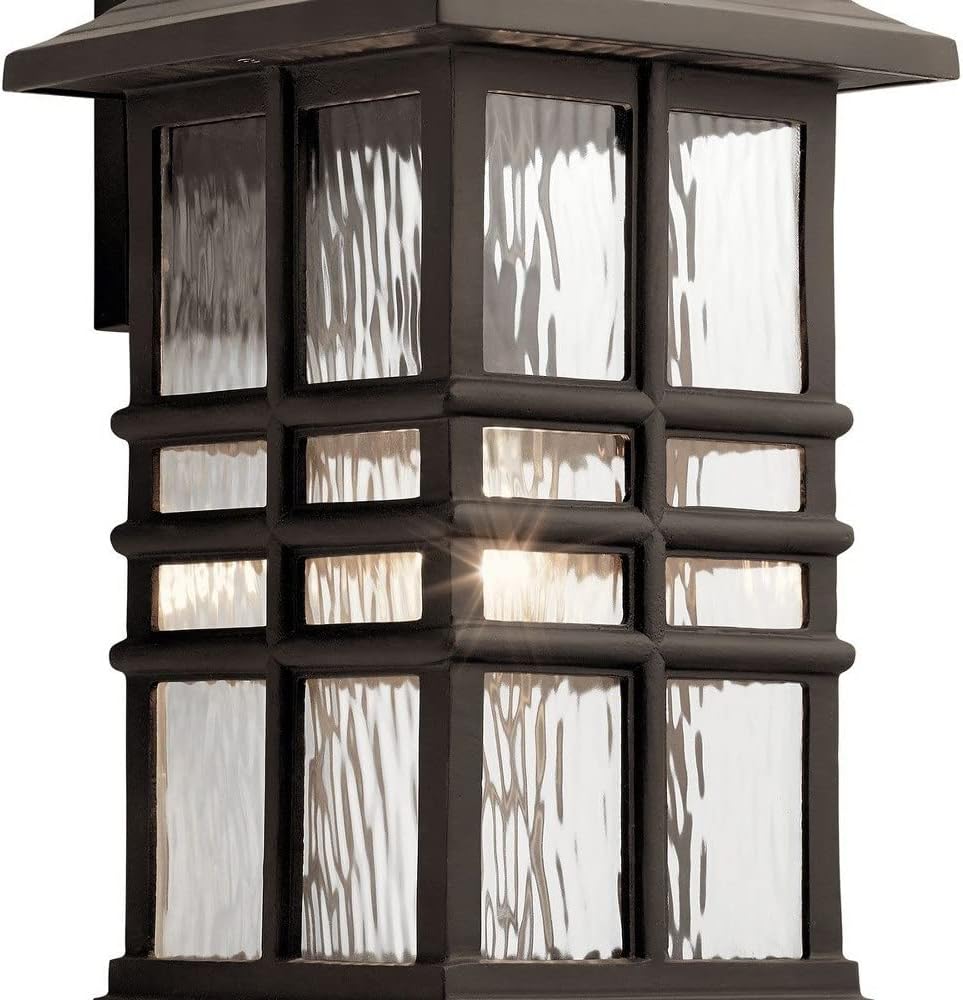 Kichler Beacon Square 17.5" 1 Light Outdoor Wall Light with Clear Hammered Glass in White