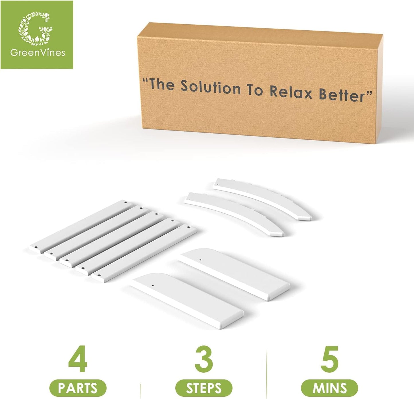 GREENVINES Adirondack-Ottoman | HDPE Plastic | Outdoor Footrest | All Weather | Foot Rest | Foot Stool | White | for Adirondack Chair | for Patio Backyard Pool