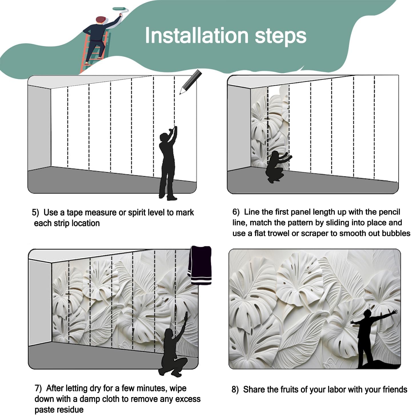 -3D Plant Living Room Wallpaper XT22 L 180" x 115"