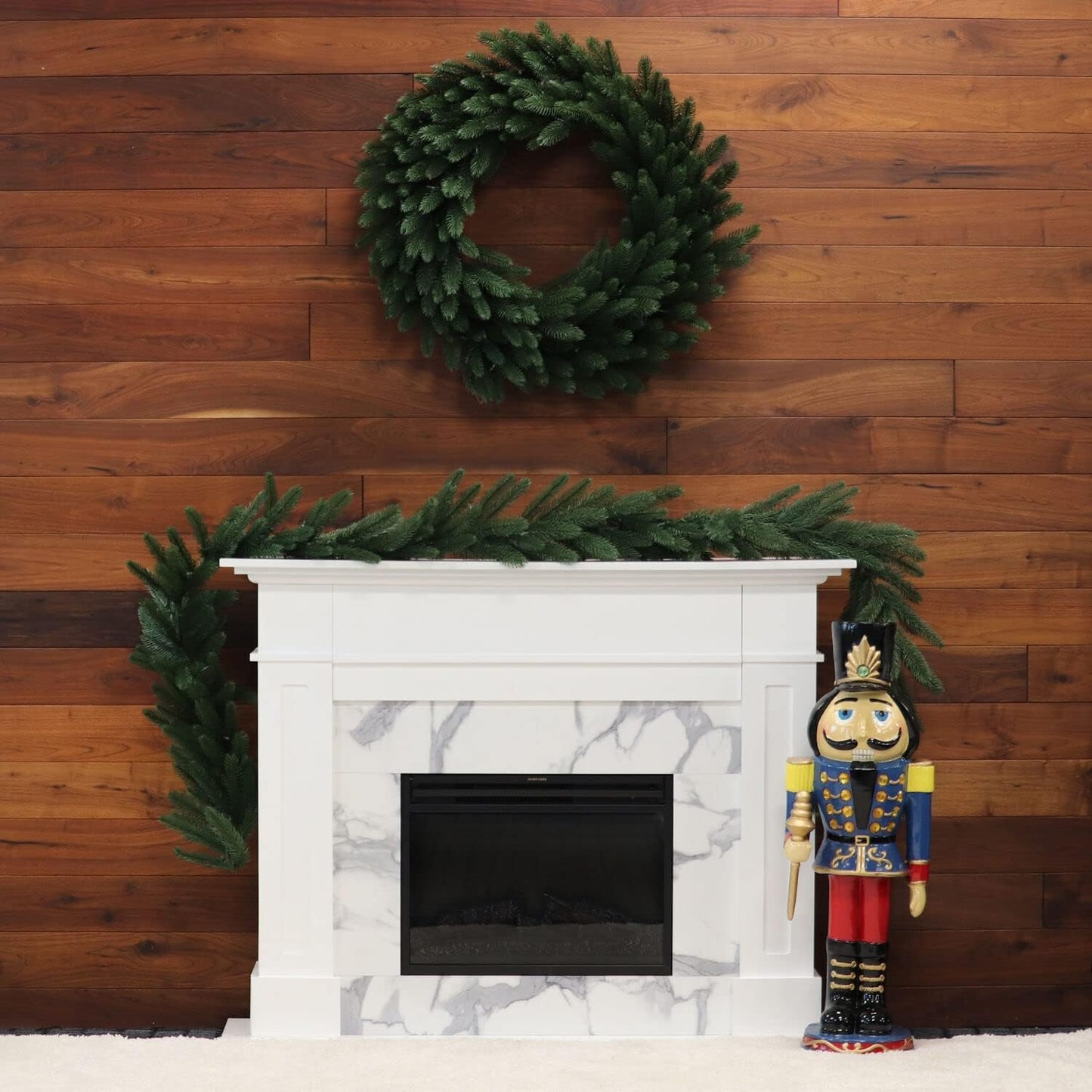 Fraser Hill Farm 9-Ft. Green Fir Garland, No Lights | Festive Christmas Holiday Decor for Fireplace Mantel, Stairway, Console Table | FFGF108GL-0GR