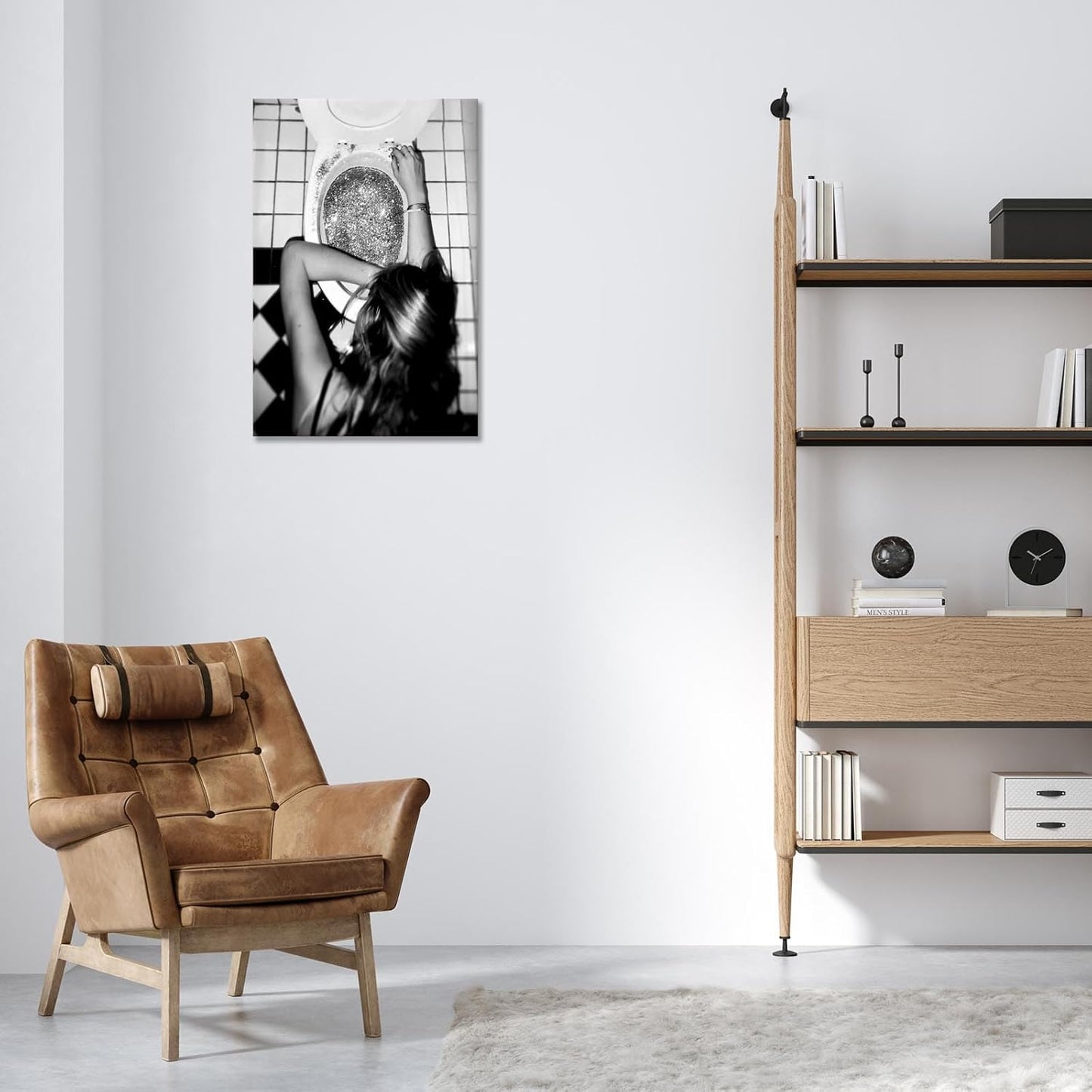 Funny Bathroom Wall Art Black and White posters Bar Disco Party prints painting Girls Bathroom Canvas wall art Funky aesthetics Teen Girl Bedroom wall decor for 24x36in Framed