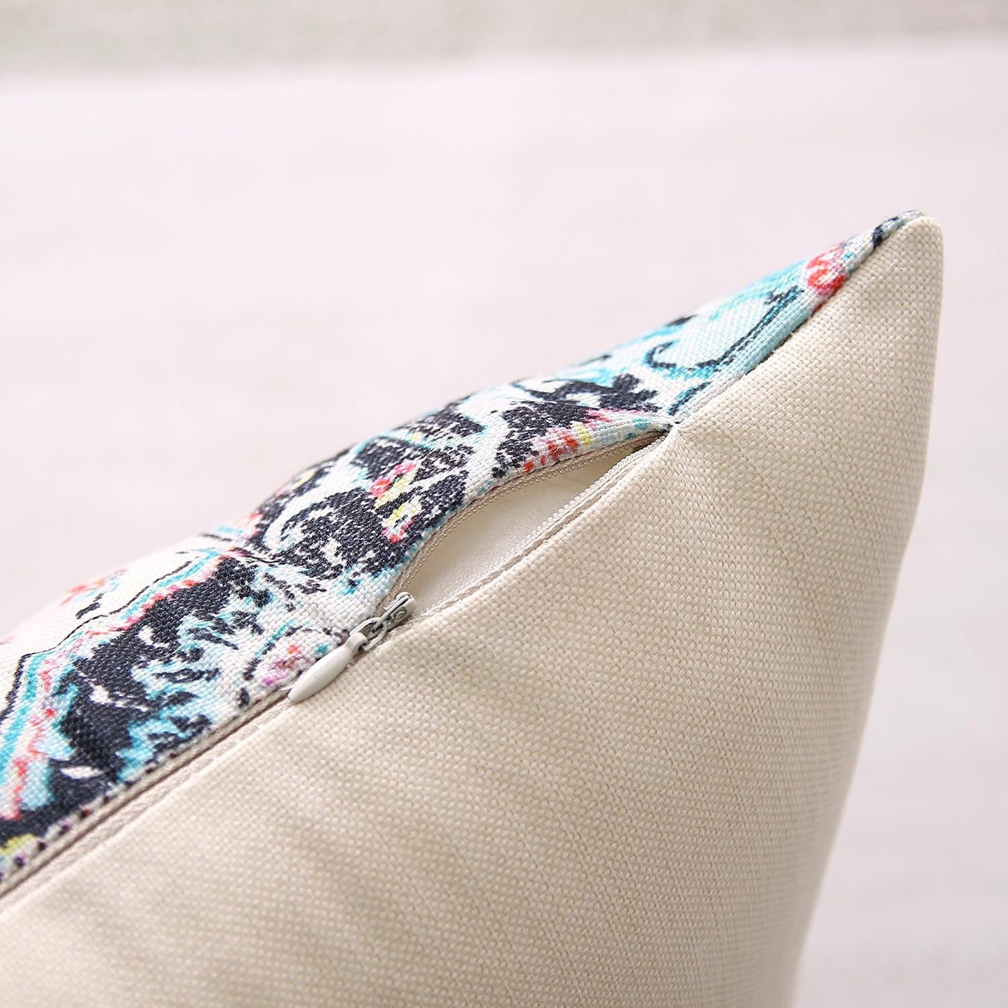 Outdoor Waterproof Pillow Covers - 12 x 20 Inch Set of 2, Orange Bohemian Vintage Carpet Pattern, Ethnic Design Decorative Farmhouse for Couch, Garden, Balcony