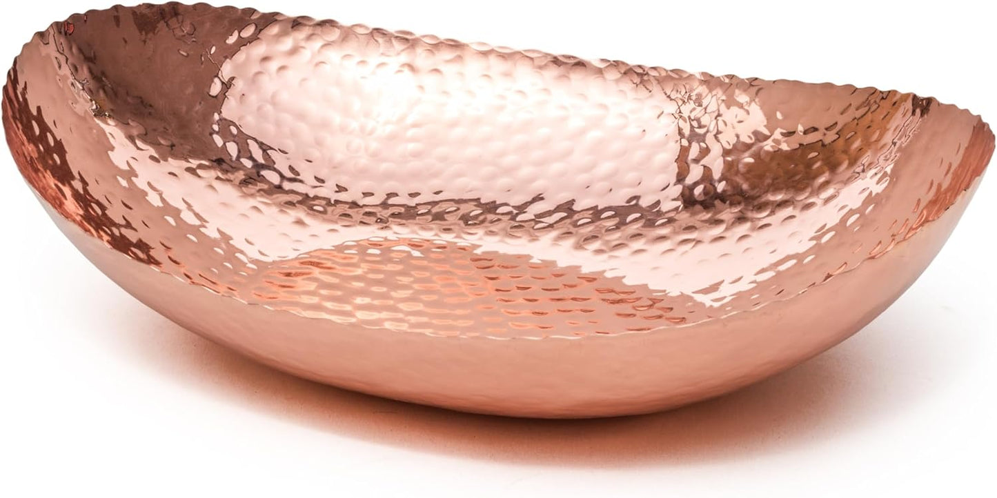 Monarch Abode Hand Hammered Decorative Bowl for Home Decor, 12.75-Inch Copper Plated – Key Bowl for Entryway Table, Catch All, Decorative Fruit Basin, Key Holder, Bowls for Home Decor