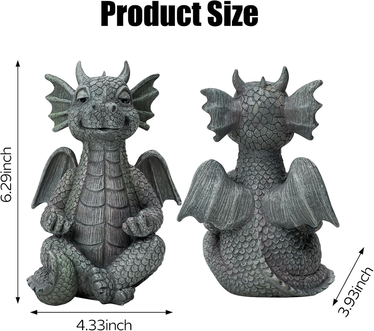 Garden Dragon Statue Decor - Meditation Dragon Sculpture Figurine Outdoor Decoration, Zen Yoga Garden Art Sculpture for Patio Lawn Yard Balcony Indoor Decor(Hands Flat)