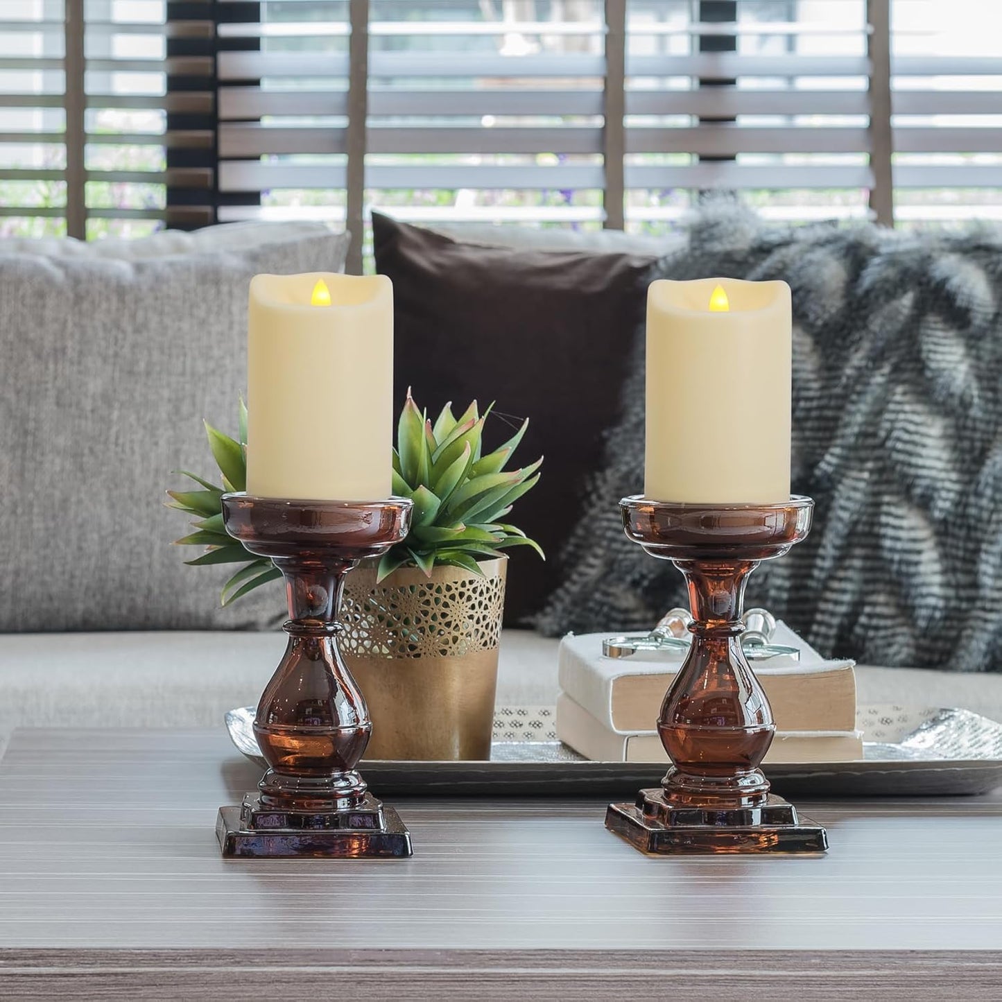 Flickering Flameless Candles with Remote and Timers, Waterproof Outdoor Indoor Battery Operated LED Pillar Candles for Home Wedding Decor, Ivory Plastic, D3 X H6, 1 Pack