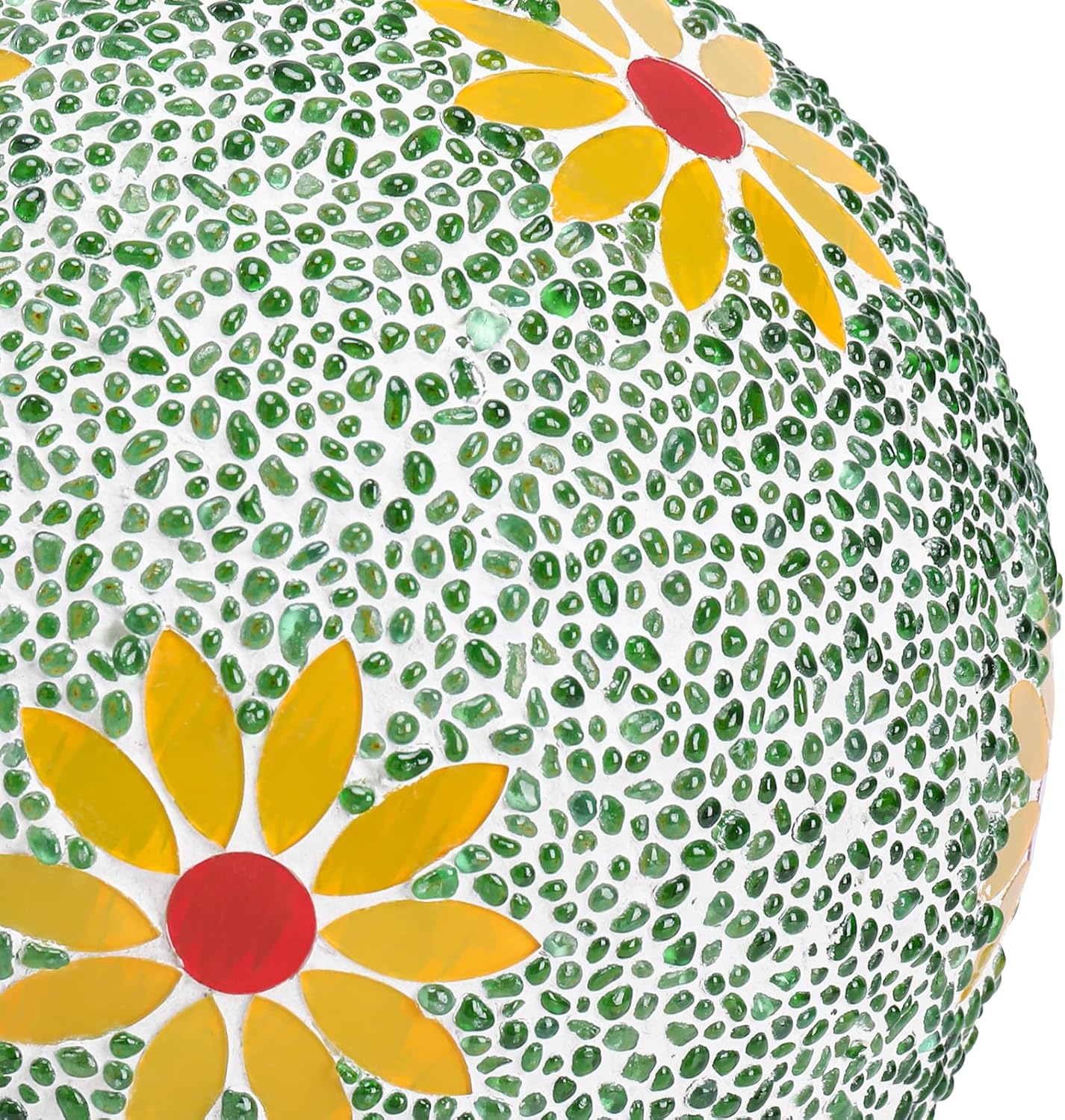 Gazing Ball 8 Inch Flower Glass Mosaic Garden Globe Outdoor Gazing Globe Yard Ornament for Garden Yard Home Lawn Outdoor Decoration Gift for Women (Not Solar Powered)