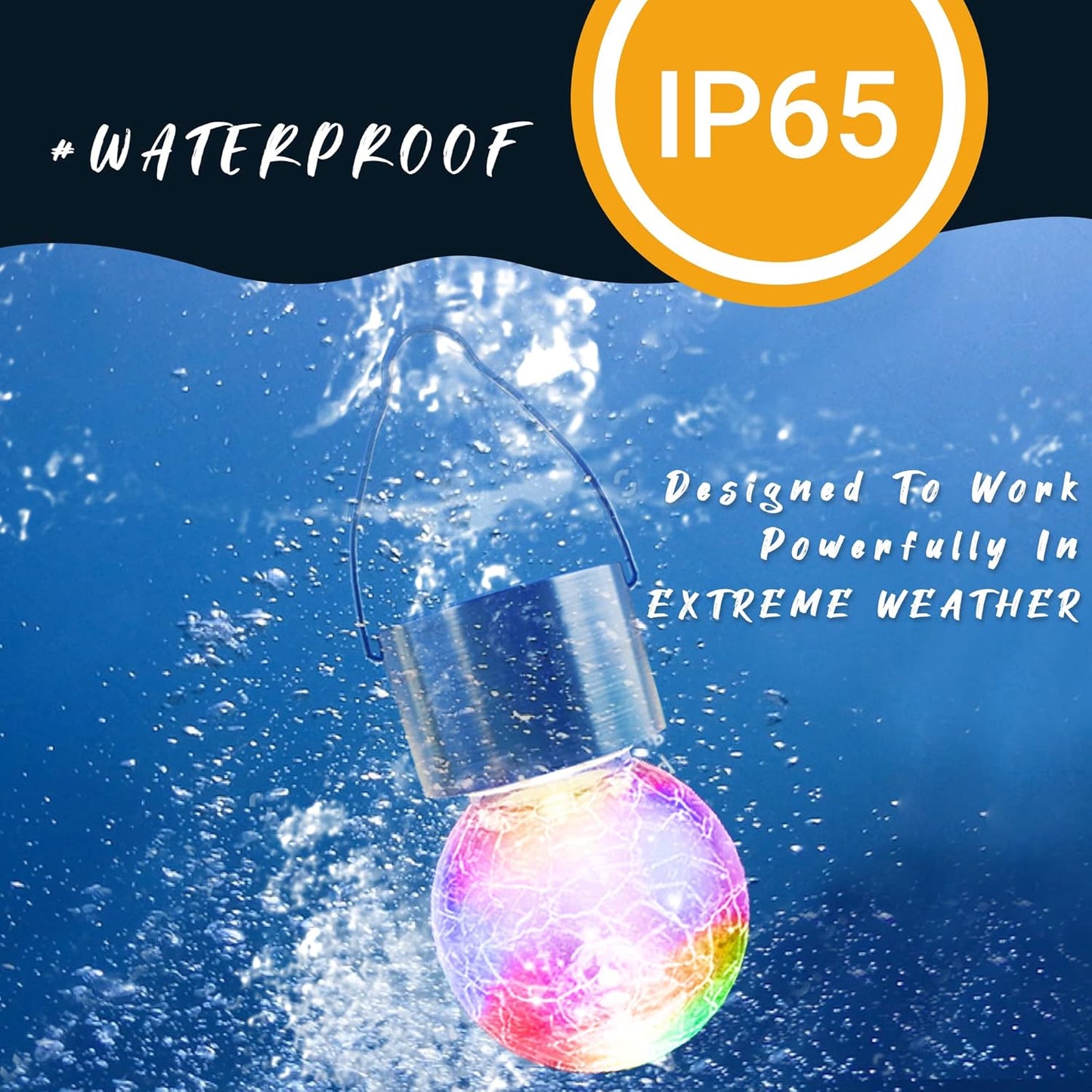 GIGALUMI 16 Pack Solar Hanging Lights for Christmas Decoration - Cracked Glass Solar Lights Outdoor Waterproof for Garden, Yard, Fence, Tree (Color Changing)