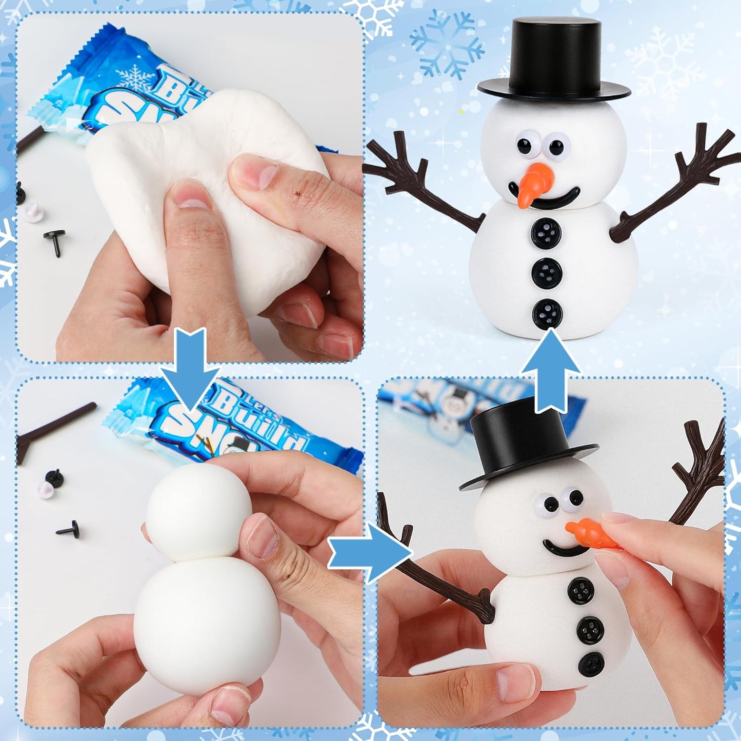 4 Pack Christmas Crafts, Air Dry Clay Snowman Craft, Do You Want to Build a Snowman Christmas Stocking Stuffers for Kids, Toddler Crafts Supplies for Christmas Winter Event Game Toys Xmas Present