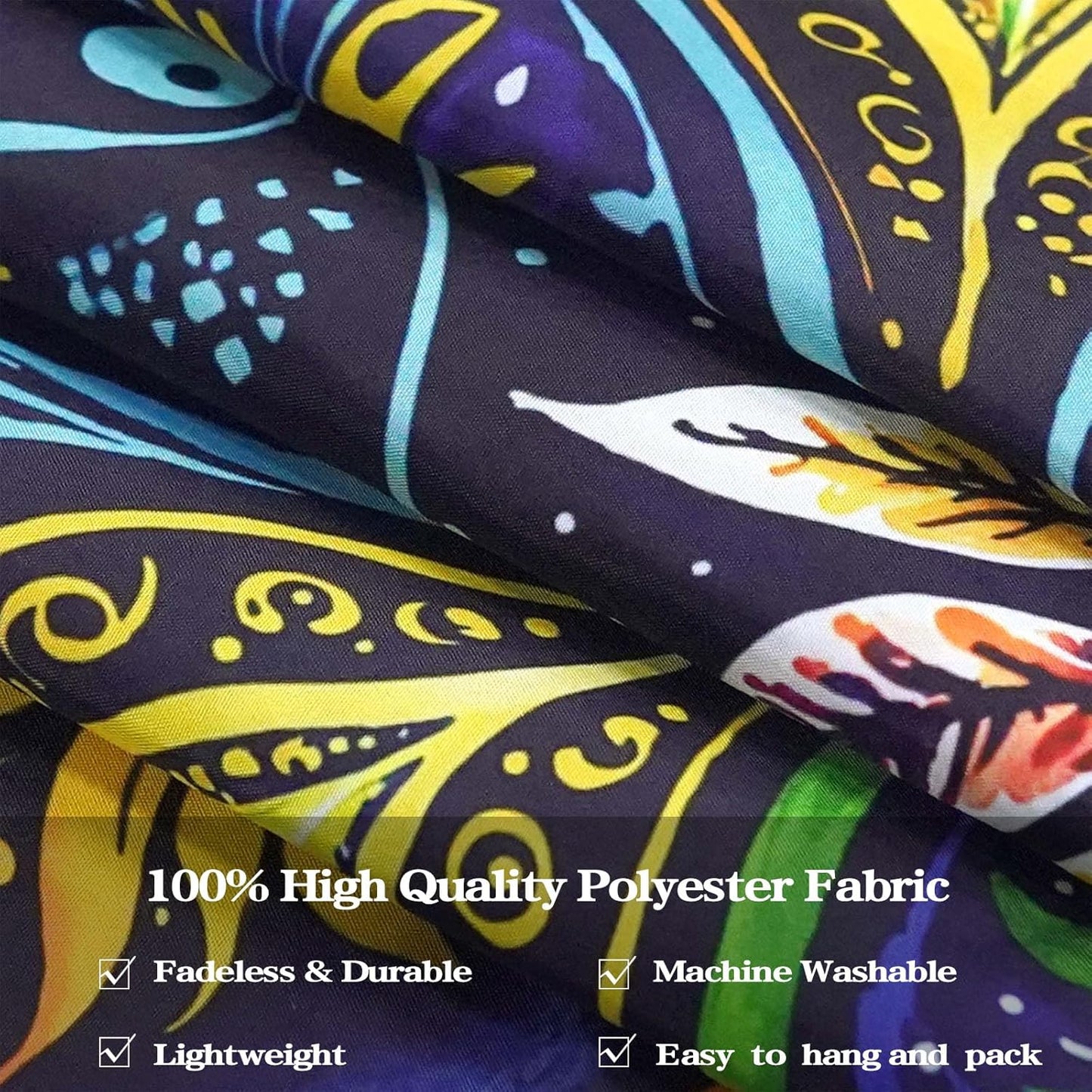 Fowocu Boho Floral Mandala Tapestry for Bedroom Aesthetic Blue Bohemian Colorful Flower Wall Tapestry Purple Hippie Indian Large Tapestries Wall Hanging for Living Room Dorm Decor 80 x 60 Inch