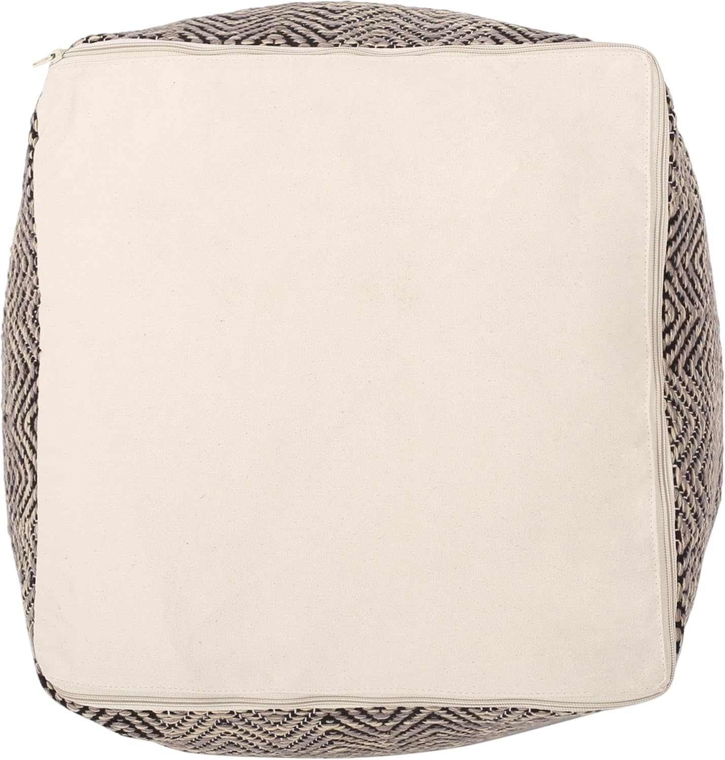 GDFStudio Boho Handmade Fabric Cube Pouf Ottoman Foot Stool - Bean Bag Floor Chair - Foot Rest Couch for Living Room Bedroom, Brown Beige and Yellow,15"" x 15"" x 15"", 312185N