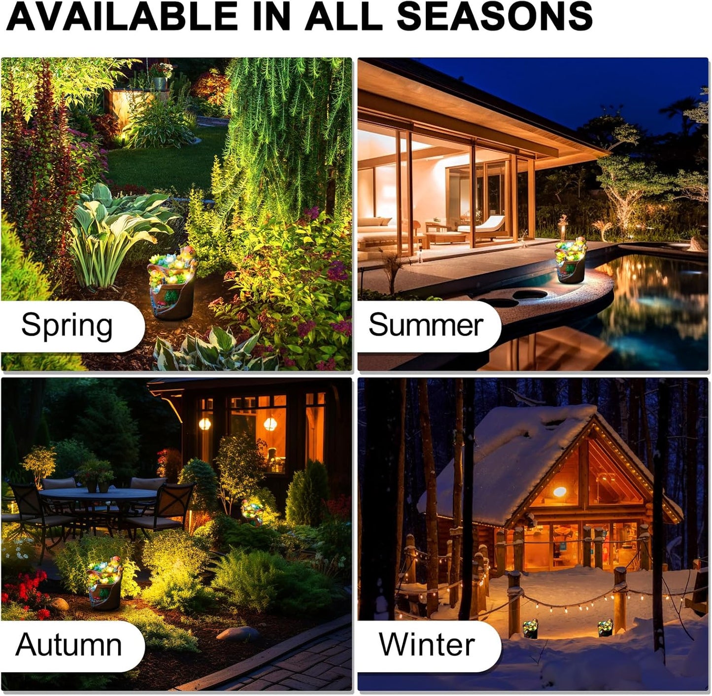 Garden Solar Figurine Light - Flowerpot Succulent Solar Light Outdoor, Solar Powered Lighting Outside Decorations Yard Art Lawn Ornaments for Porch Patio Balcony - Succulent Gifts for Women Mom