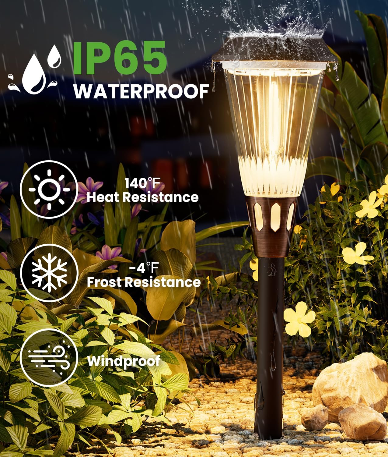 4 Pack Solar Pathway Lights Waterproof IP65, 2-in-1 Warm&Cool Solar Lights Outdoor, Bright Solar Light Outside Pathway, Auto On/Off Outdoor Light for Yard Walkway Driveway Landscape
