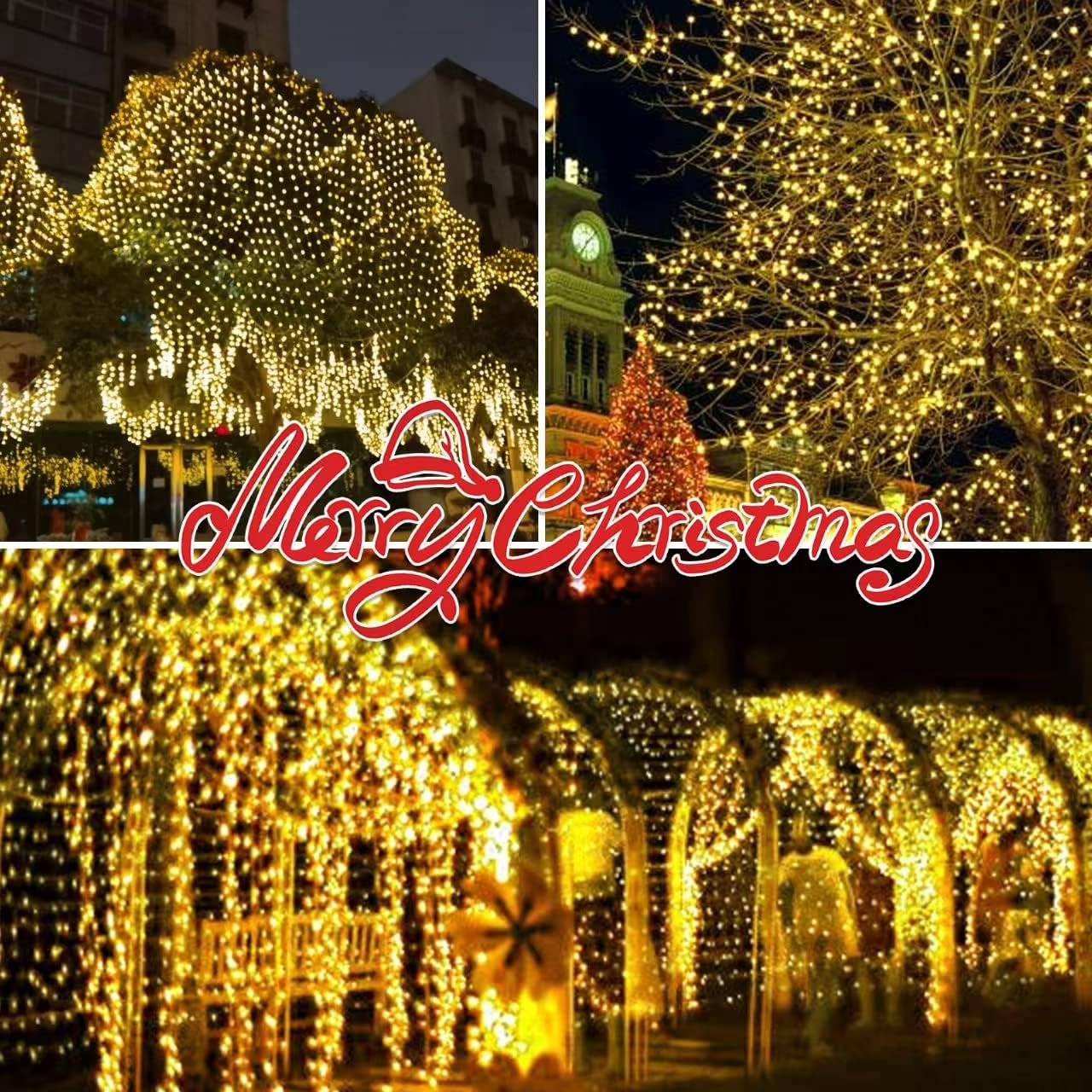 100LIGHTS Yellow Extra-Bright with End Connectors Christmas Decorative Lights 5.98m UL Certified Mini String Light Set Waterproof for Home Garden Holiday Christmas Tree Party Patio Wedding