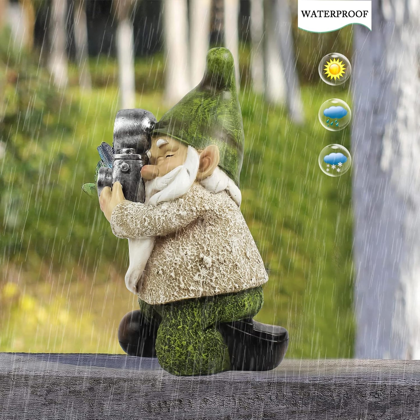 Garden Gnome-Solar Statue Outdoor-Gnomes Decorations for Yard - Photography Pose Gnome for Yard Patio Lawn Garden Gifts