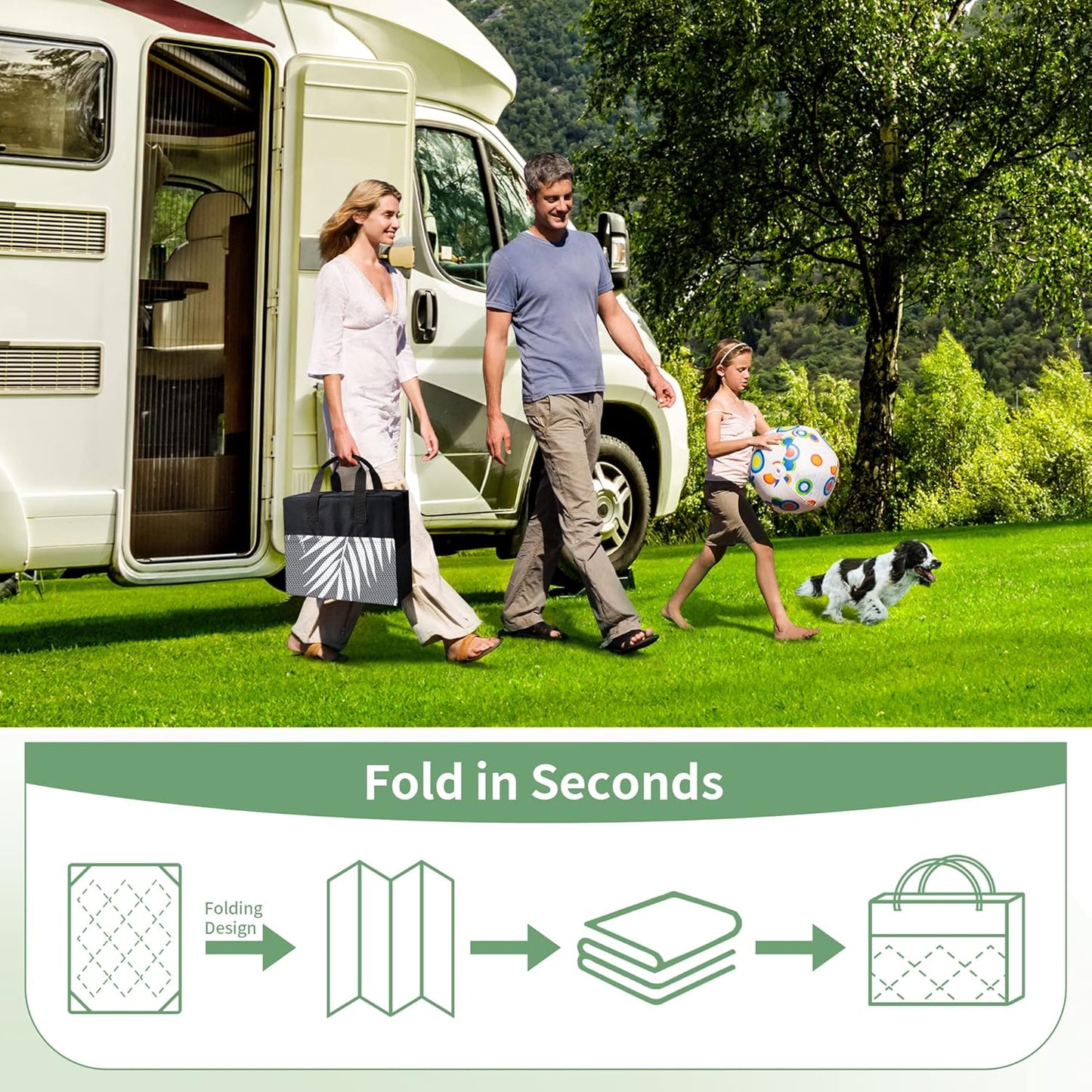 GENIMO Outdoor Rug 10' Round Waterproof for Patios Clearance, Reversible Outdoor Plastic Straw Camping Rug Carpet, Large Area Rugs Mats for RV, Camper, Deck, Balcony, Porch, Beach, Picnic, Grey&White