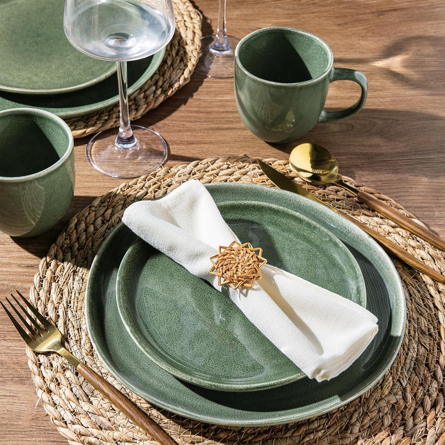 AmorArc 12oz Coffee Mugs, Ceramic Coffee Mugs set of 6 for Man, Woman, Dad, Mom, Modern Coffee Mugs with handle for Latte/Cappuccino/Milk/Cocoa. Dishwasher&Microwave Safe, Jade Green