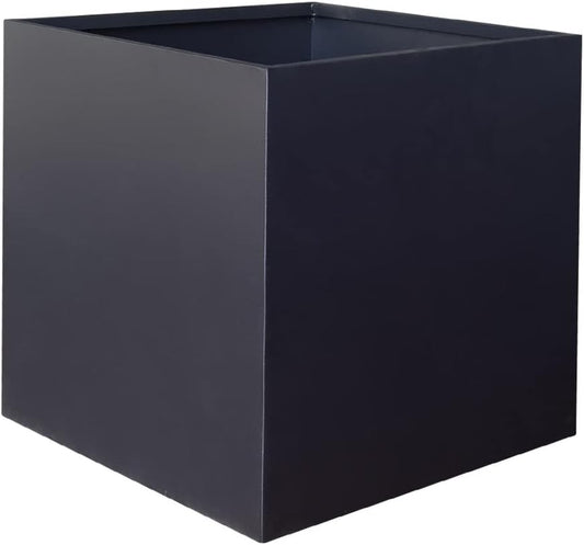 Galvanized Steel Planter Box Black Metal Planter Large Square Indoor Outdoor Planters Cube Steel Heavy Duty Flower Pot 32Inch Powder Coating Modern Commercial Residential for Patio, Deck, Yard, Garden