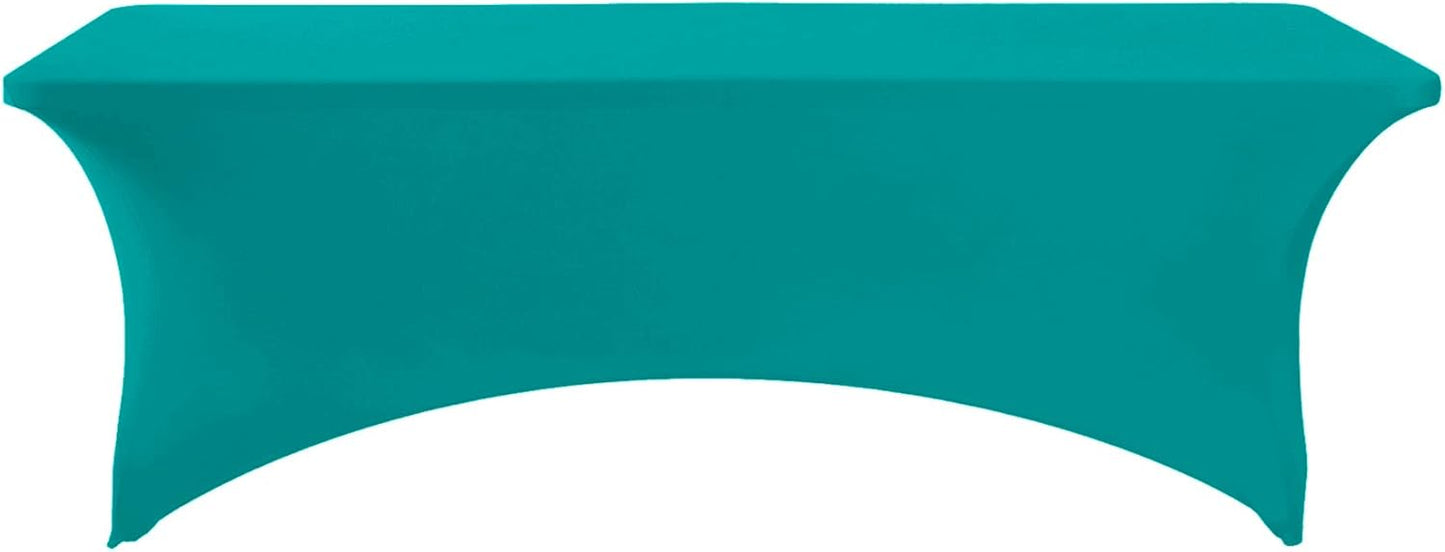 2Pack Spandex Table Cover for 8FT or 4ft or 6ft Table Universal Fitted Stretch Tablecloth for Party, Banquet, Wedding and Events-Turquoise