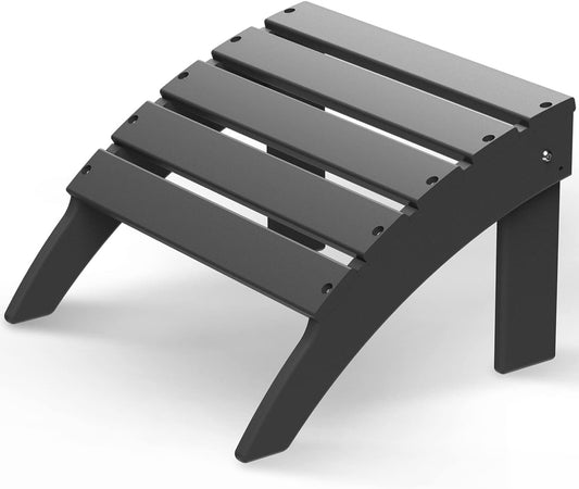 GREENVINES Adirondack-Ottoman | HDPE Plastic | Outdoor Footrest | All Weather | Foot Rest | Foot Stool | Grey | for Adirondack Chair | for Patio Backyard Pool