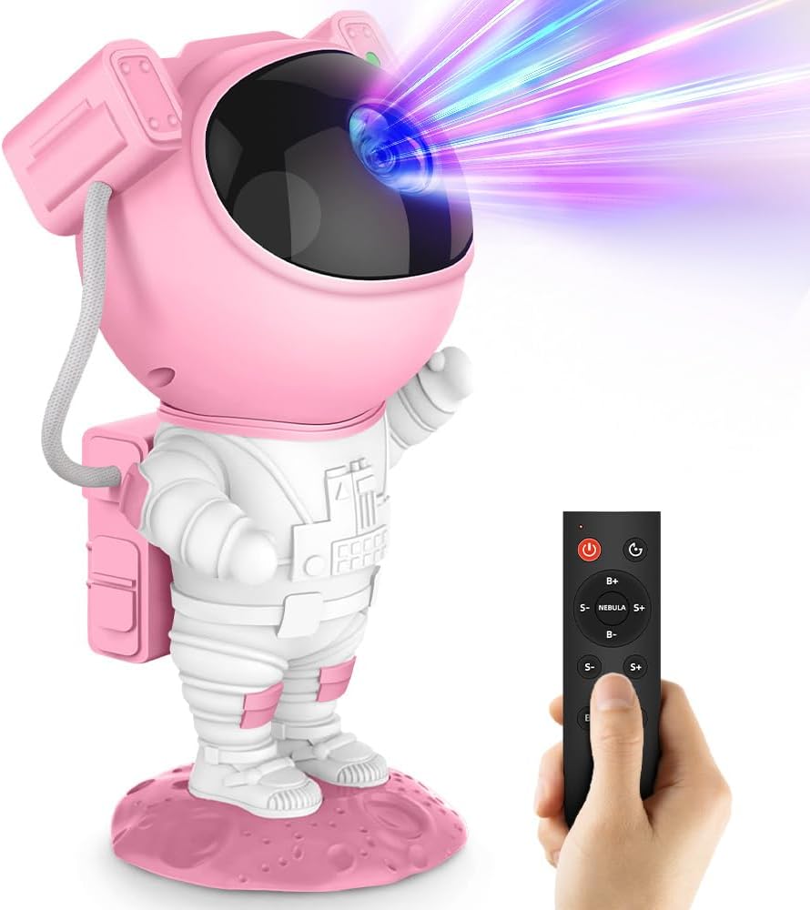 Astronaut Galaxy Projector Night Light with Timer and Remote Star Starry Nebula LED Lamp, Gift for Kids and Adults for Bedroom, Christmas, Birthday, Valentine's Day etc. (Pink-White)