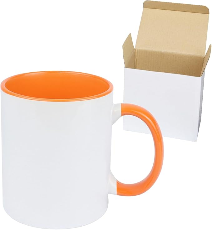11oz White Ceramic Sublimation Coffee Mug in White Gift Box, 6 New Mixed Colors, Case of 36