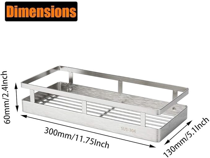 2PCS Kitchen Spice Rack, SUS304 Stainless steel Wall Mount Storage Rack, Seasoning Container, 11.8Inch Spice Organizer, Kitchen Seasoning Hanging Rack, Bathroom Shelf for Storing Toiletries