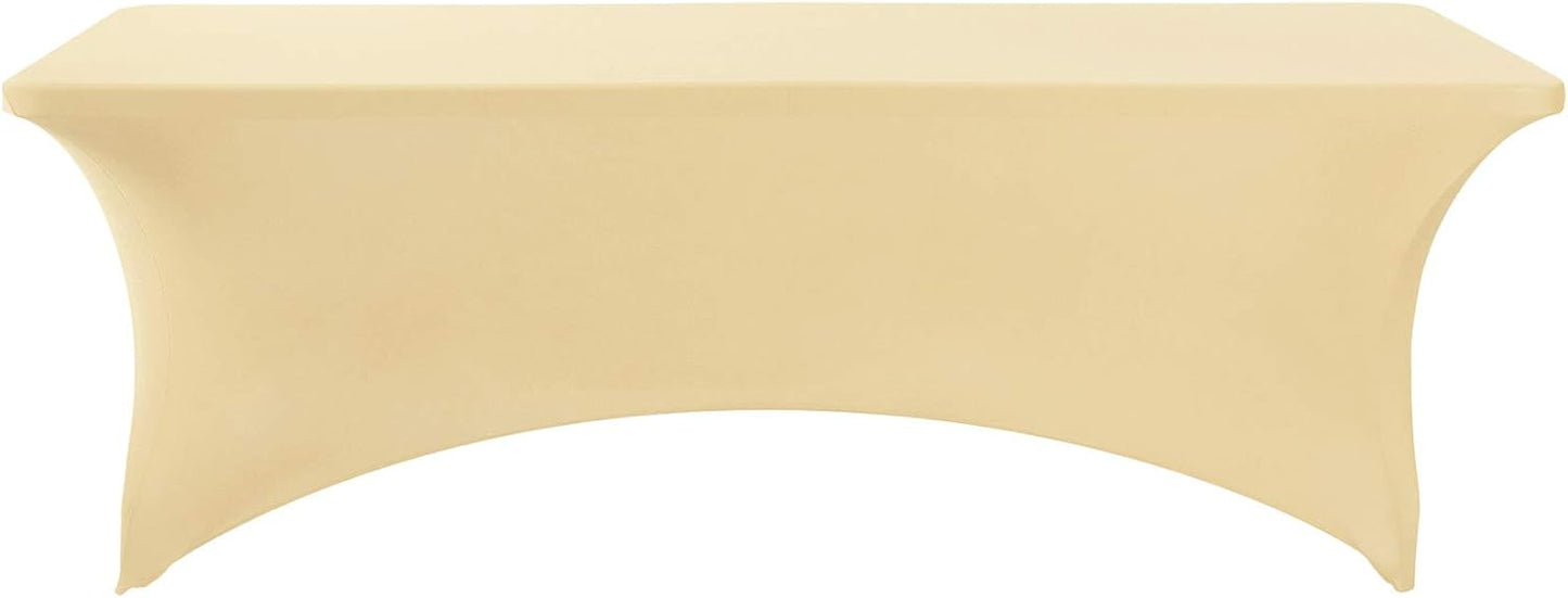 2Pack Spandex Table Cover for 8FT or 4ft or 6ft Table Universal Fitted Stretch Tablecloth for Party, Banquet, Wedding and Events-Champagne