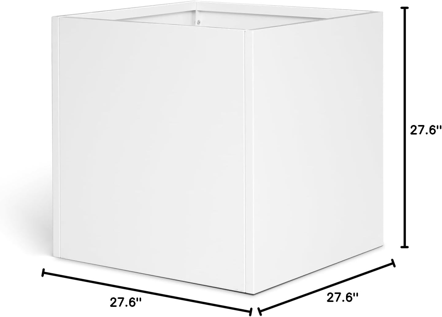 Galvanized Steel Black Planter Box Square 27.6 in Metal Large Planter Box Outdoor Indoor Huge Cube Heavy Duty Flower Pot Modern Commercial Residential for Patio, Deck, Yard, Garden