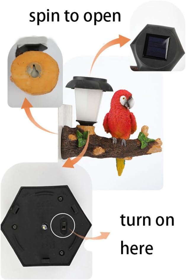ParrotTree Hugger with Solar Lantern Outdoor Garden Hanging Statues Fence Solar Lights Ideal Parrot Housewarming&Birthday Gifts for Grandma Mom Women