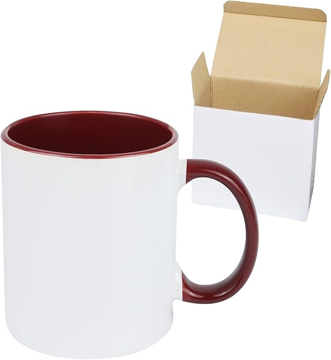 11oz White Ceramic Sublimation Coffee Mug in White Gift Box, 6 New Mixed Colors, Case of 36