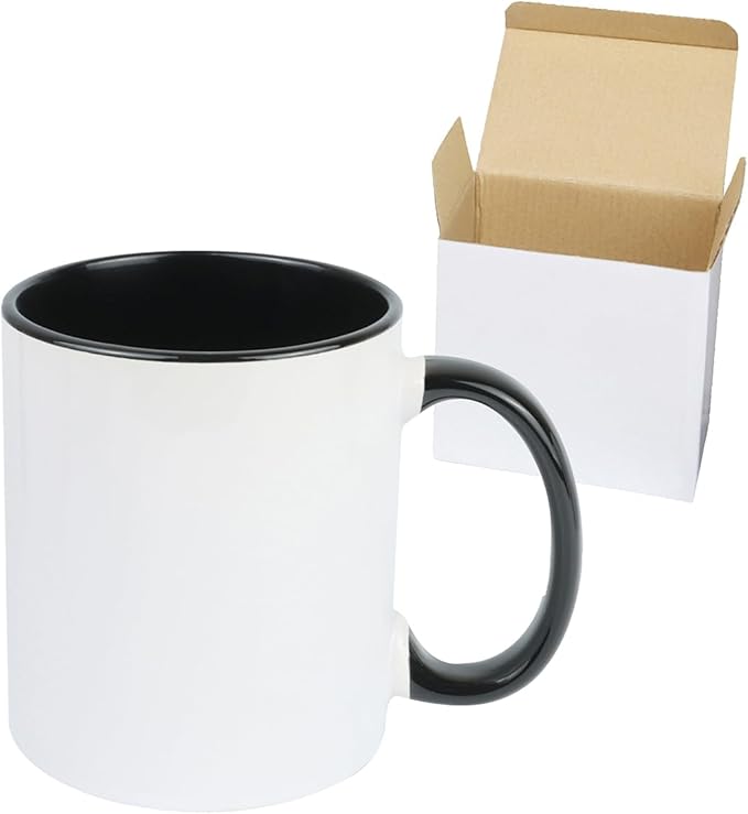 11oz White Ceramic Sublimation Coffee Mug in White Gift Box (6 Mixed Colors, 12)
