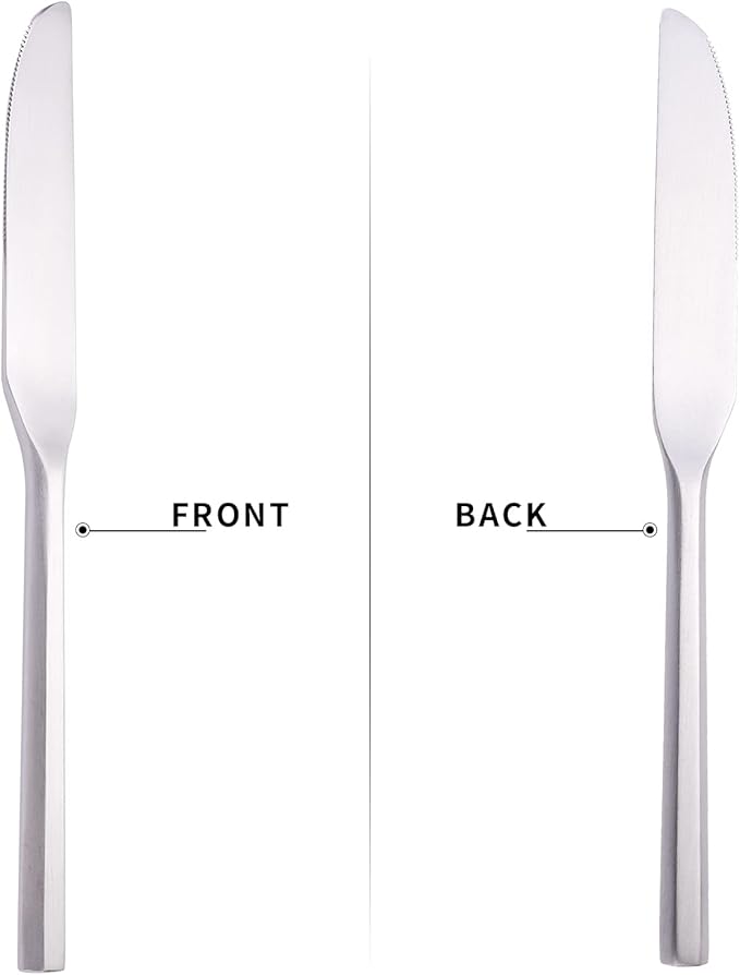 Matte Silverware Set Silver Flatware Set with Hexagon Handle 20 Pieces 18/0 Stainless Steel Cutlery Set Wedding Housewarming Gift Service for 4 (Matt silver)