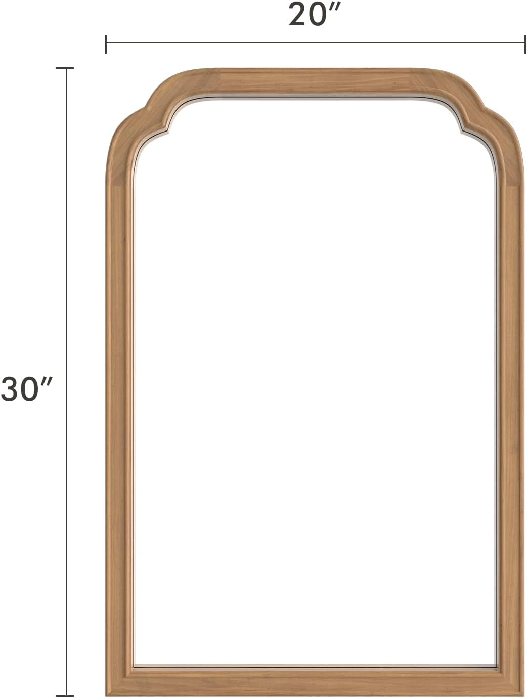 WallBeyond Wood Frame Wall Mirror Rounded Corner Arch Rectangle Mirror for Entryway, Living Room or Bedroom Home Decor - Light Woodgrain [20" x 30" Honey-Colored]