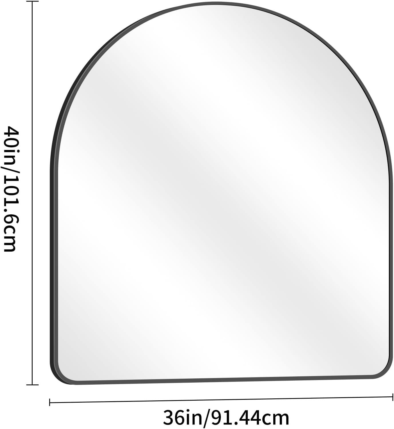 Arched Bathroom Mirror, 36"x40" Black Arched Mirror for Bathroom, Wall Mounted Mirror, Black Vanity Wall Mirror w/Metal Frame for Bedroom, Entryway, Living Room, Vertically Hanging