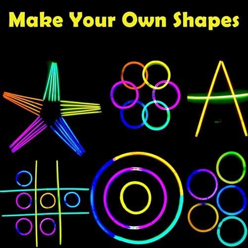 GiftExpress Glow Sticks 300 Pack - 8" Assorted Neon Color Glow In The Dark Glowsticks - Bulk Light Up Party Favors to Make Necklaces, Bracelets & Decorations for Kids