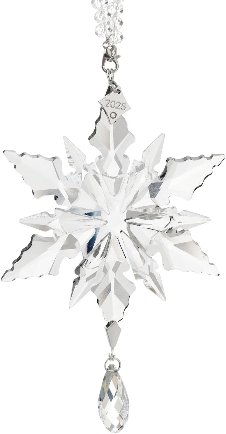 2025 Annual Christmas Ornaments Crystal Snowflake Star - Christmas Tree Ornaments Pendant Sun Catcher Home Hanging Decor (2025 White Crystal 3 Layers)