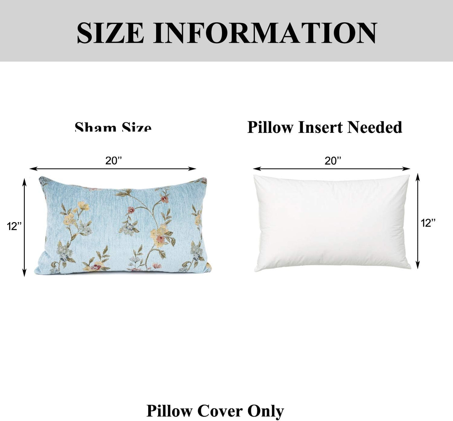 YOUR SMILE Classical Embroidery Jacquard Farmhouse Oblong Rectangle Chenille Teal Floral Pattern Decorative Throw Pillow Case,12x20 inch