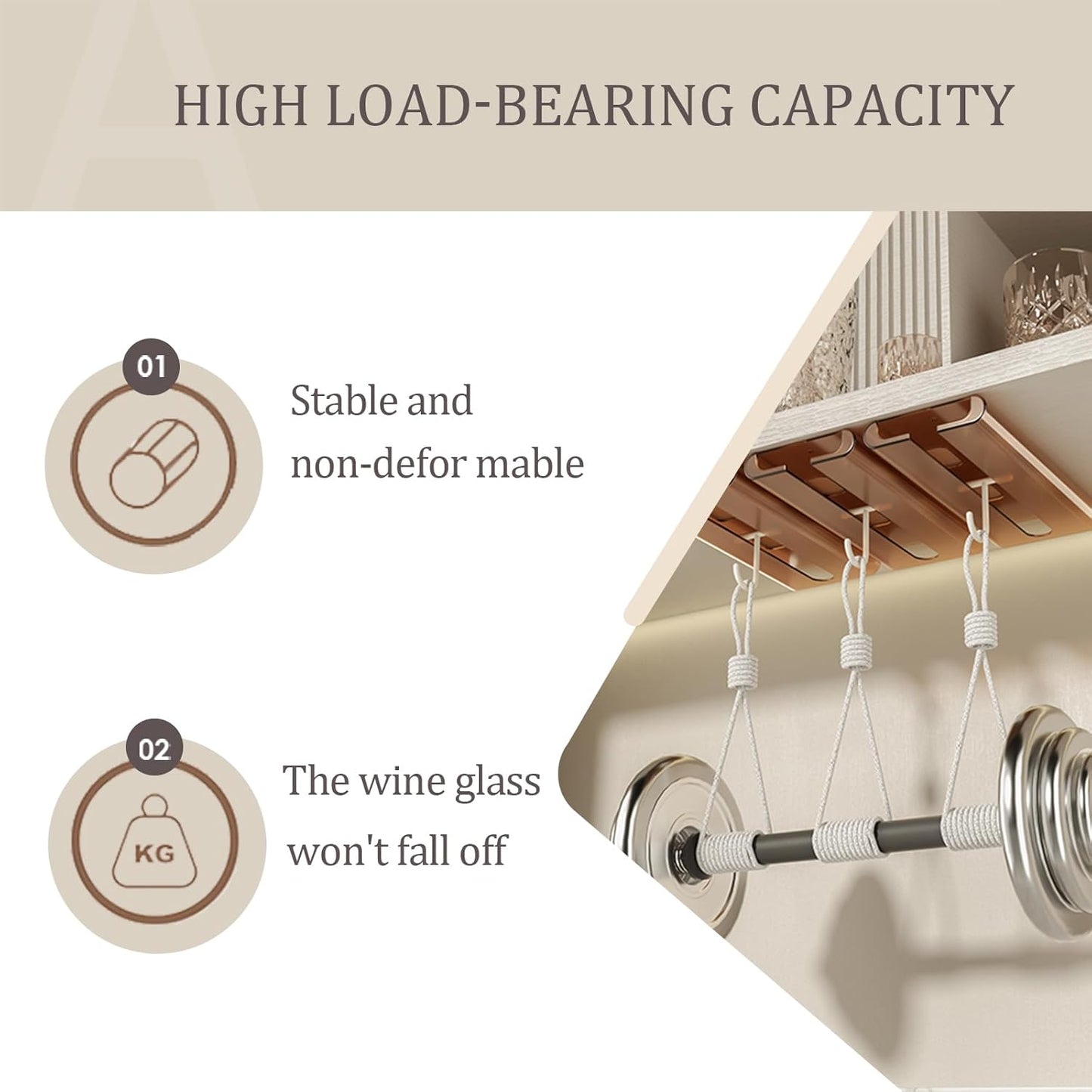 4Pack Wine Glass Rack, Punch-free Under Cabinet Stemware Rack for Kitchen and Bar (Amber)