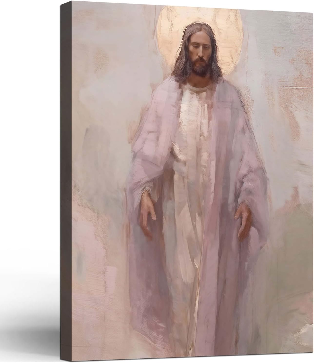 Framed Jesus Christ Christian Wall Art Decor Canvas Print Wall Painting Canvas Poster Picture Faith Religious Artwork for Living Room Bedroom Church Gallery Decor 12x16 Inch Ready to Hang