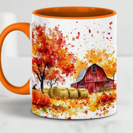 Fall Farm Coffee Mug - Farm Lover Mugs Gifts for Women Men - Autumn Decor Gifts For Home Farmhouse Thanksgiving - 11oz Printed Ceramic Mug