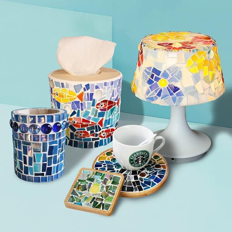 1.1 LB Irregular Crystal Mosaic Tiles,Small Particle Color Decal Crystal Glass Tile DIY Hobbies Children Handmade Crystal Craft for DIY Handmade Decorative Materials (Sakura Pink Series)