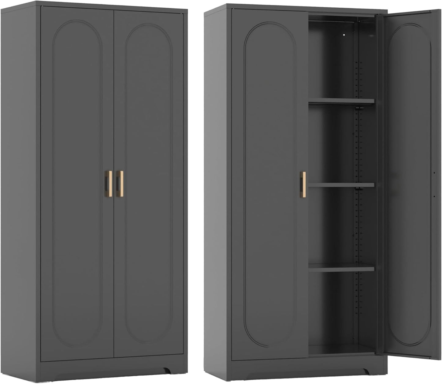 Metal Kitchen Storage Cabinets,60”Pantry Cabinet with Doors and 4 Adjustable Shelves,Tall Black Cabinet for Pantry, Laundry Room,Living Room,Dinning Room