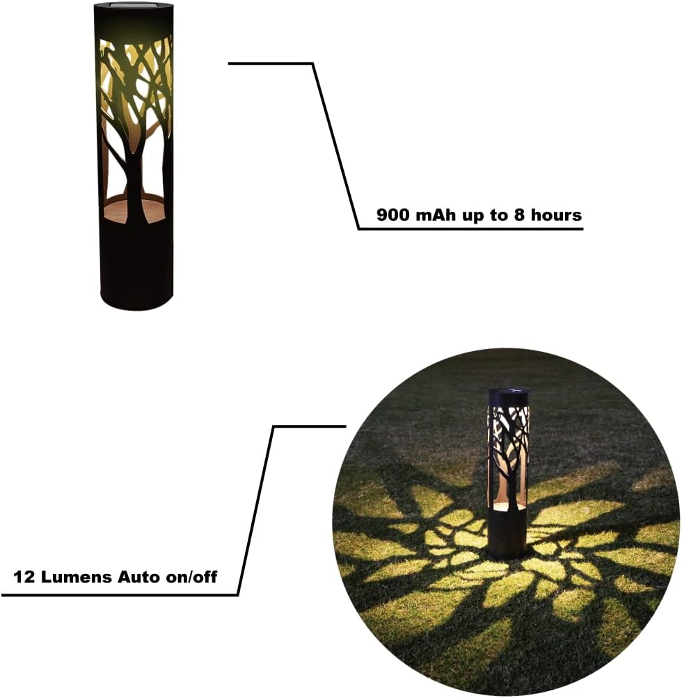 4Pack Solar Pathway Lights Outdoor, Landscape Lighting Dust to Dawn Solar Lights for Garden Decor, Metal Path Lights Solar Powered for Yard Lawn Patio Walkway Warm Yellow