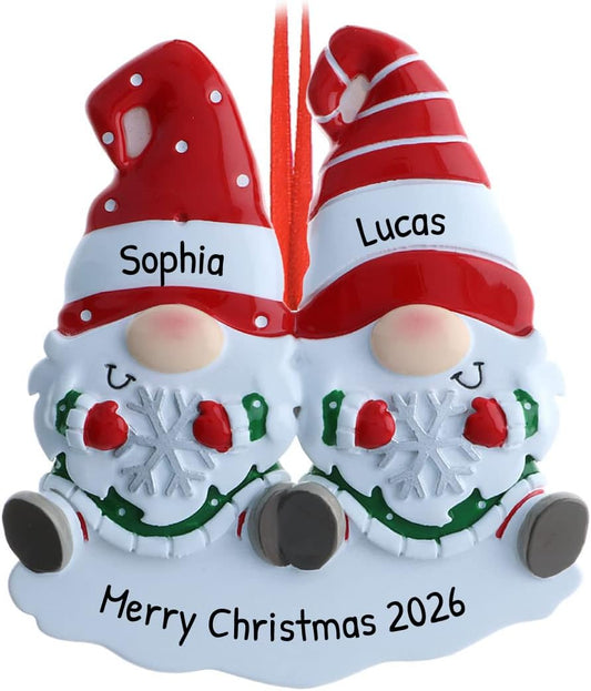 3D Personalized Our First Christmas Ornament 2025 | Custom Gnome Couple Ornaments Snowy Snowflakes Couples Ornament 2025 Family of 2 Unique for a Couple Ornaments Couples Unique Gifts