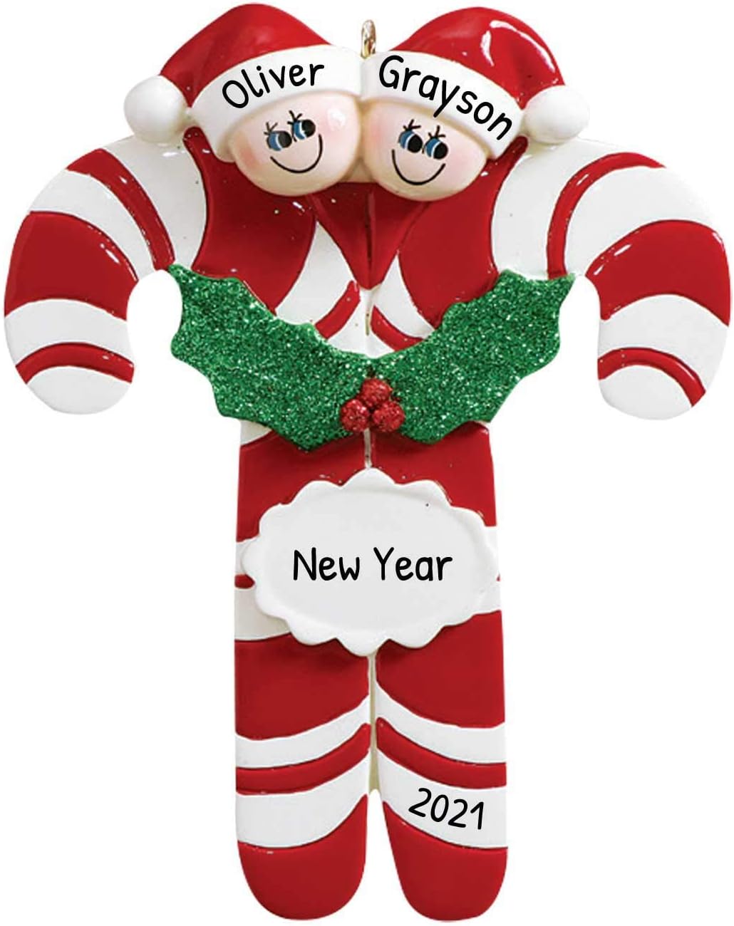 3D Personalized Our First Christmas Ornament 2025 | Custom Candy Cane Couple Ornaments Holiday Couples Ornament 2025 Family of 2 Unique for a Couple Ornaments Couples Unique Gifts