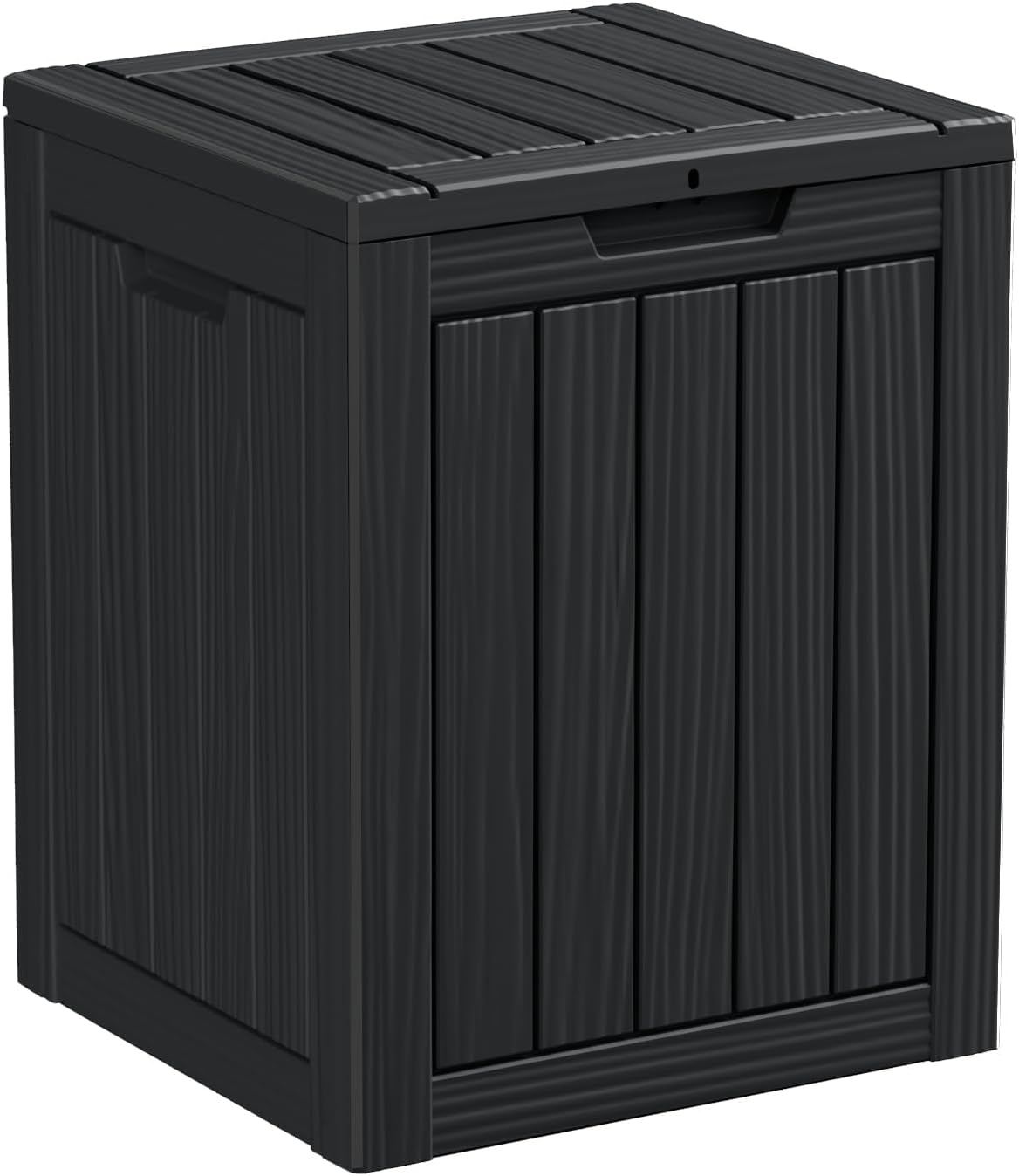28 Gallon Resin Deck Box, Lockable Outdoor Storage Box for Patio Cushions Storage Furniture,Garden Tools, Pool Supplies, Weatherproof and UV Resistant（Black）