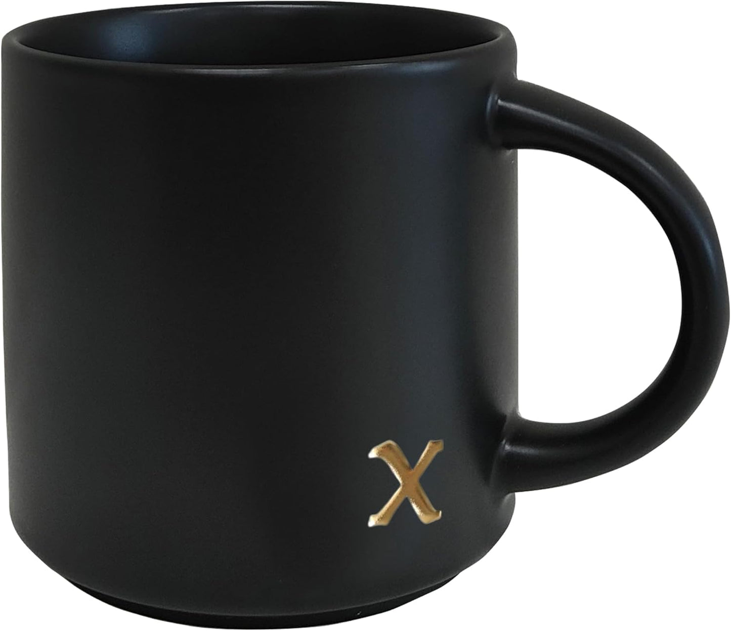 COLLECTIVE HOME - Black Monogram Ceramic Mugs, 15 oz Golden Initial Coffee Cups, Elegant Alphabet Tea Mugs, Personalized Halloween Mug with Gift Box, Perfect for Office and Home Décor (x)