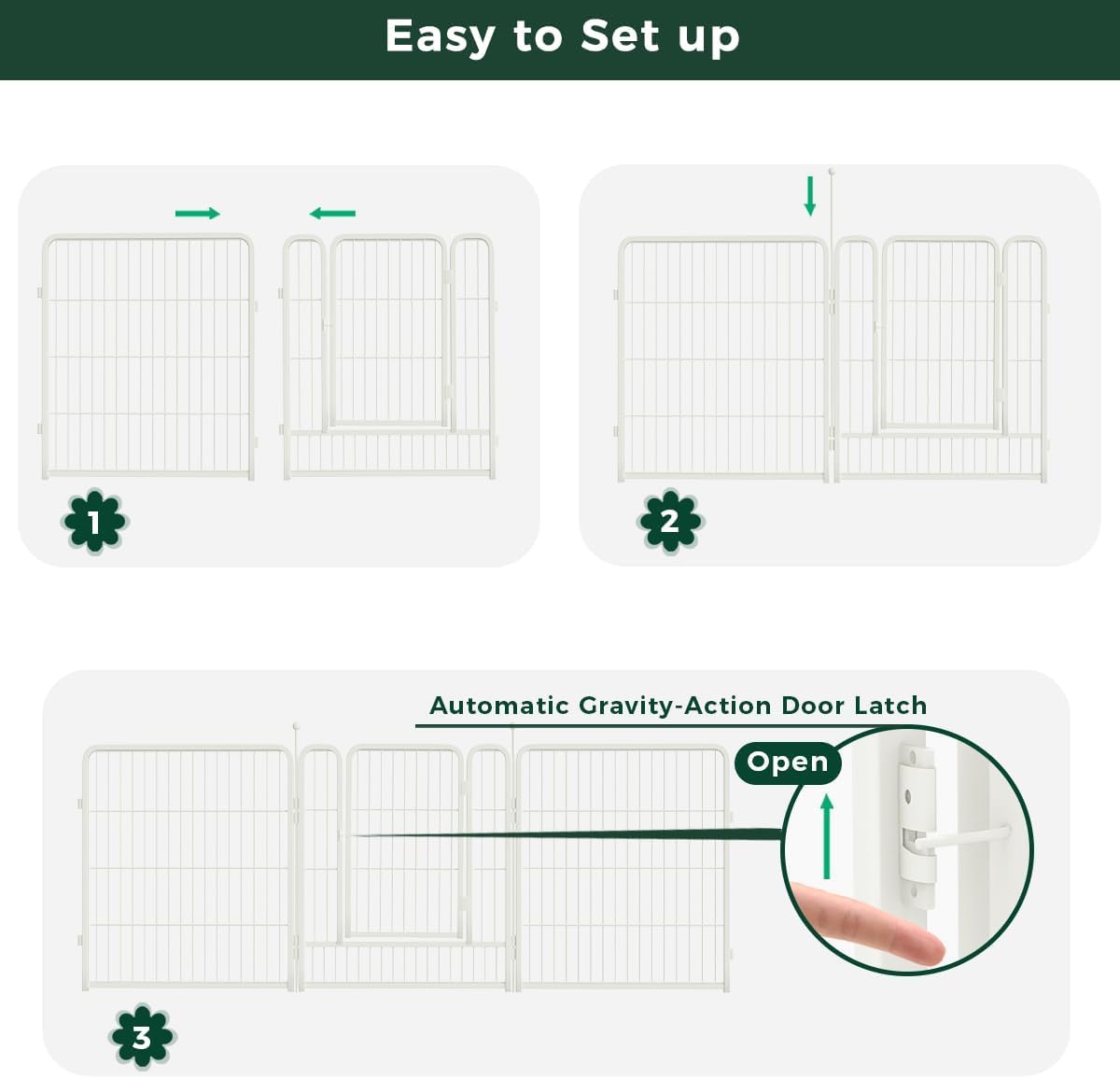 FXW Decorative Garden Fence for Yard, 32in(H) x 54ft(L) 24 Panels Heavy Duty No Dig Metal Fencing with Gate, Tall Animal Border Barrier for Dogs, White│Patented