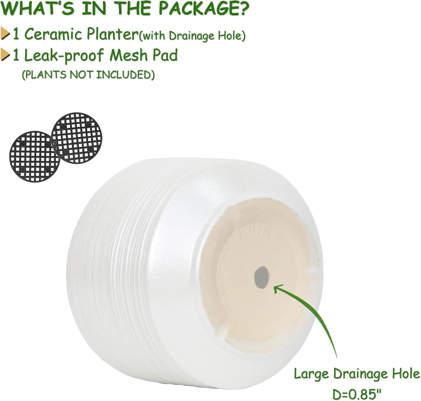 10 Inch Ceramic Plant Pot with Drainage – Large Flower Pot for Indoor Outdoor Plants, Modern Decorative Planter for Patio, Balcony, Garden, or Home Decor