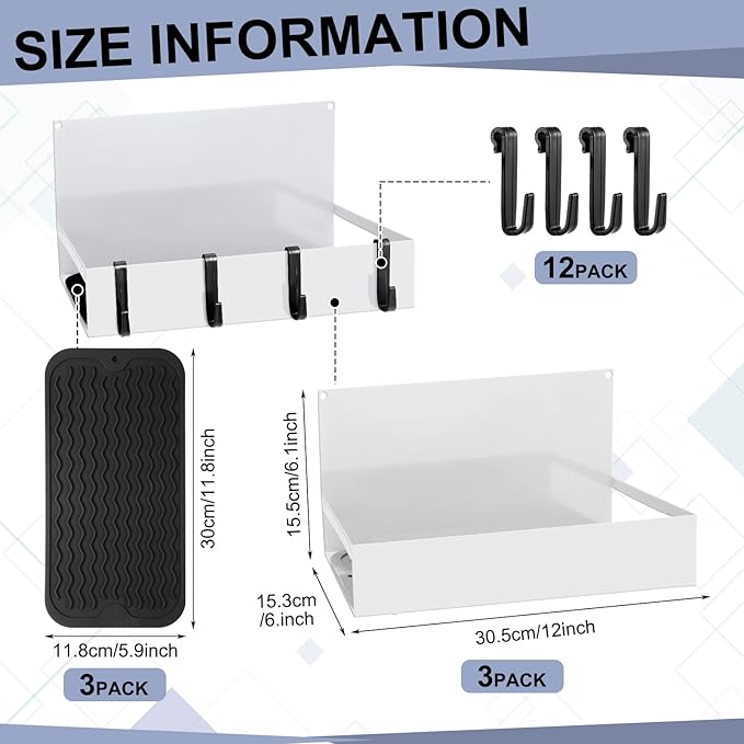 3 Pack Magnet Garage Organizer Magnetic Spice Rack for Refrigerator 20 lb Capacity Shelf Hanging Heavy Duty Magnetic Fridge Side for Organize Garage Tools (White)